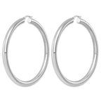 Sterling Silver Rhodium-plated 5mm Round Hoop Earrings - Sophia Jewelers