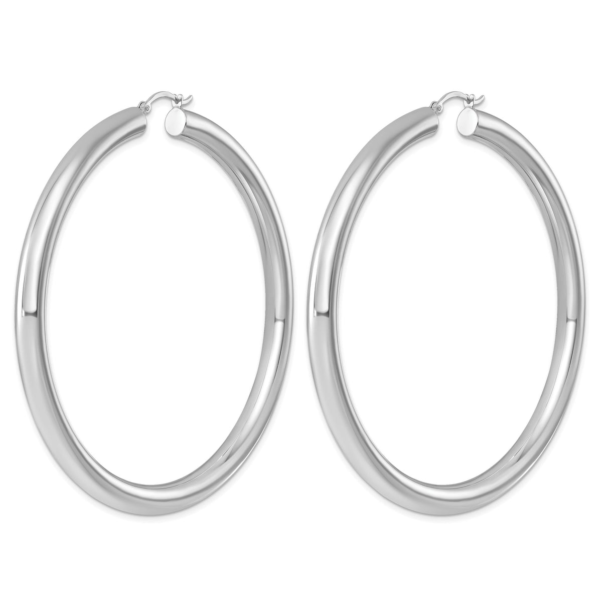 Sterling Silver Rhodium-plated 5mm Round Hoop Earrings - Sophia Jewelers