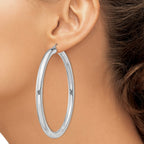 Sterling Silver Rhodium-plated 5mm Round Hoop Earrings - Sophia Jewelers