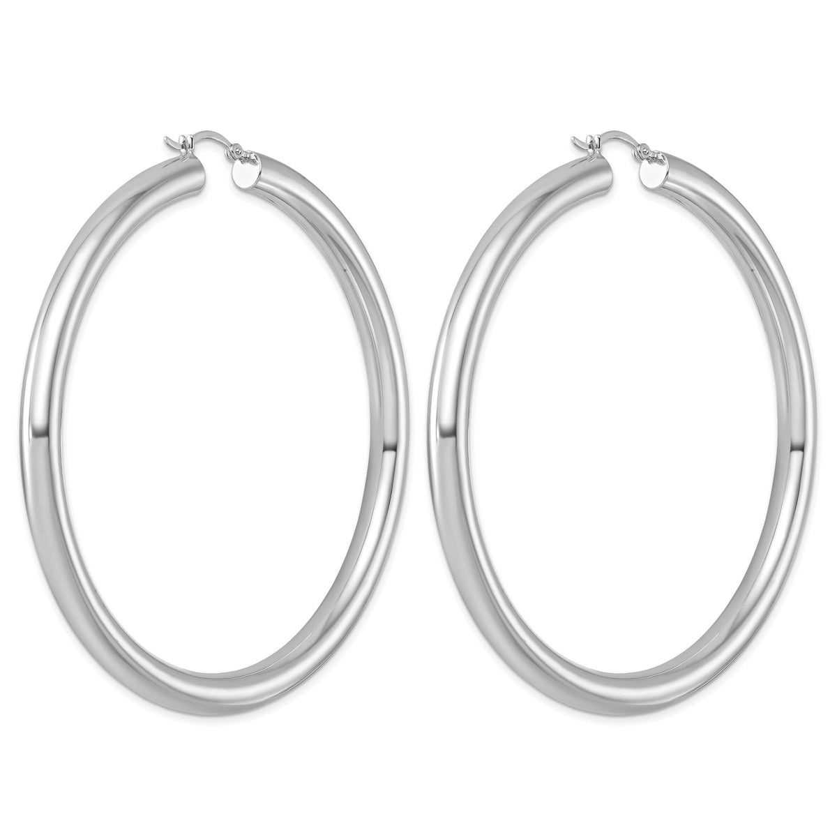 Sterling Silver Rhodium-plated 5mm Round Hoop Earrings - Sophia Jewelers
