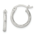 Sterling Silver 2mm Polished/Satin D/C Hoop Earrings