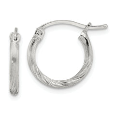 Sterling Silver 2mm Polished/Satin D/C Hoop Earrings