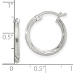 Sterling Silver 2mm Polished/Satin D/C Hoop Earrings