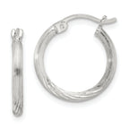 Sterling Silver 2mm Polished/Satin D/C Hoop Earrings