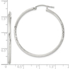 Sterling Silver 2mm Polished/Satin D/C Hoop Earrings