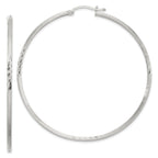 Sterling Silver 2mm Polished/Satin D/C Hoop Earrings