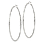 Sterling Silver 2mm Polished/Satin D/C Hoop Earrings