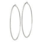 Sterling Silver 2mm Polished/Satin D/C Hoop Earrings