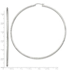 Sterling Silver 2mm Polished/Satin D/C Hoop Earrings