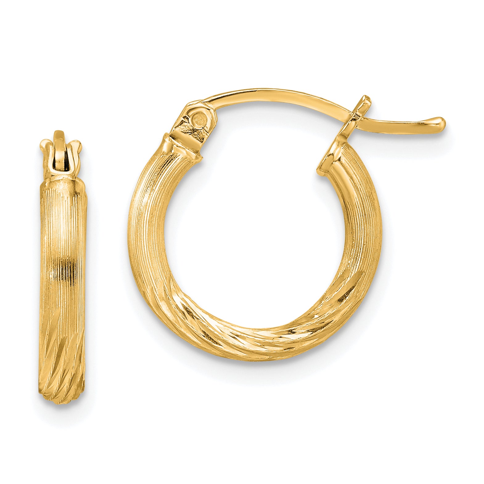 Sterling Silver Flash Gold-plated 2.5mm Polished/Satin D/C Hoop Earrings Main image