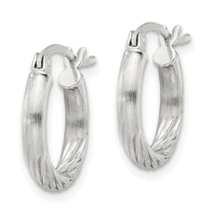 Sterling Silver 2.5mm Polished/Satin D/C Hoop Earrings