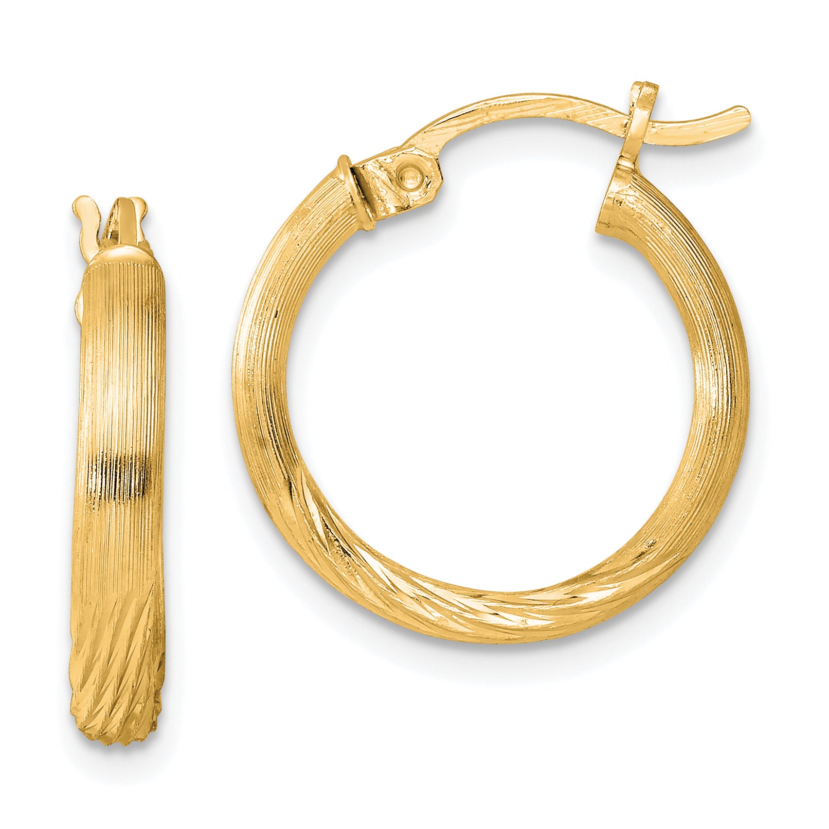 Sterling Silver Flash Gold-plated 2.5mm Polished/Satin D/C Hoop Earrings Main image