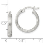 Sterling Silver 2.5mm Polished/Satin D/C Hoop Earrings