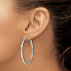 Sterling Silver 2.5mm Polished/Satin D/C Hoop Earrings