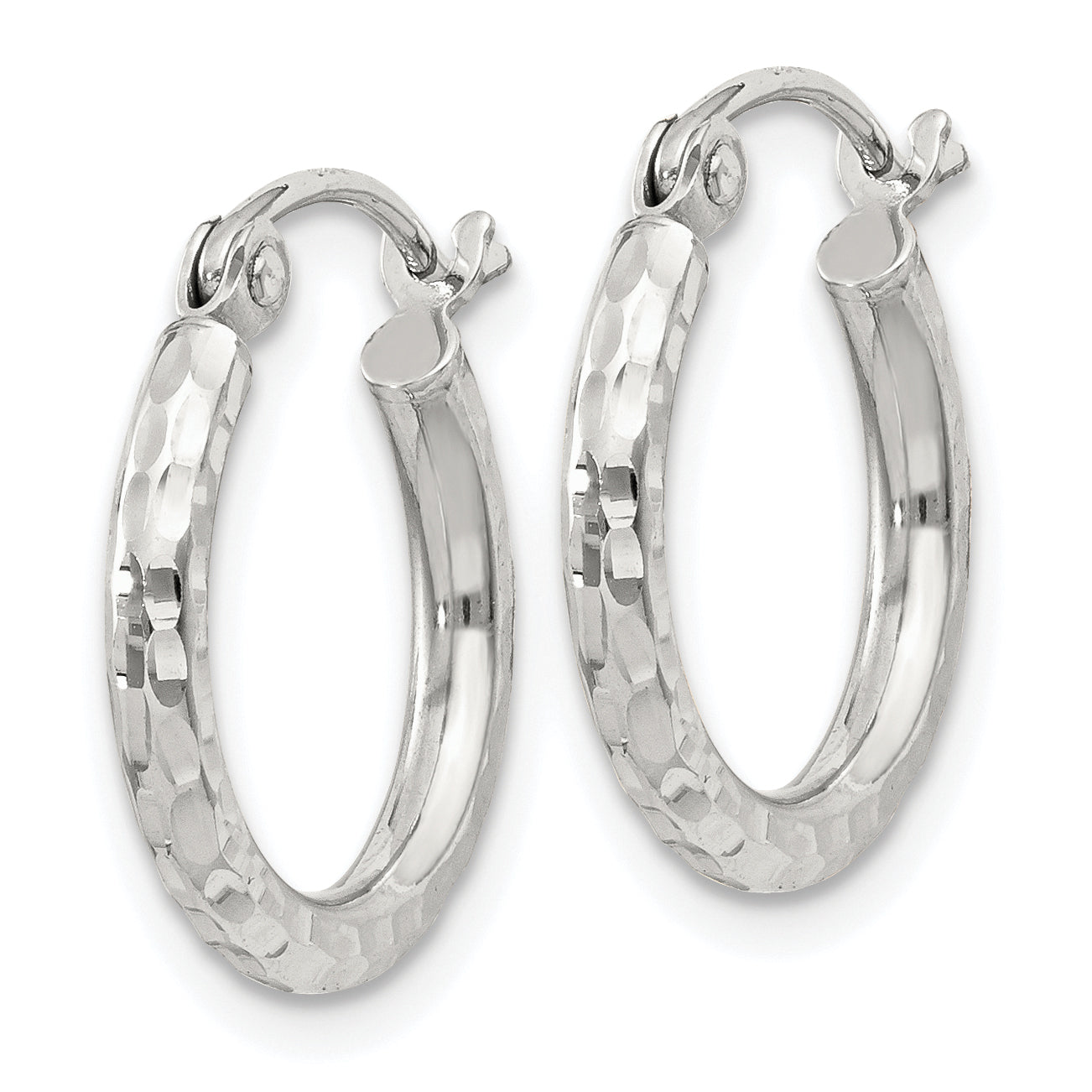 Sterling Silver 2mm Diamond Cut Hoop Earrings