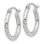 Sterling Silver 2mm Diamond Cut Hoop Earrings