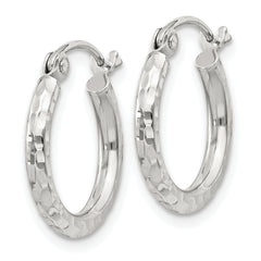 Sterling Silver 2mm Diamond Cut Hoop Earrings