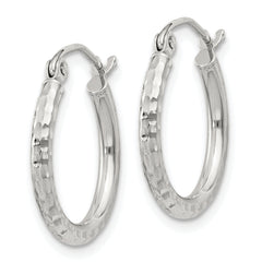 Sterling Silver 2mm Diamond Cut Hoop Earrings