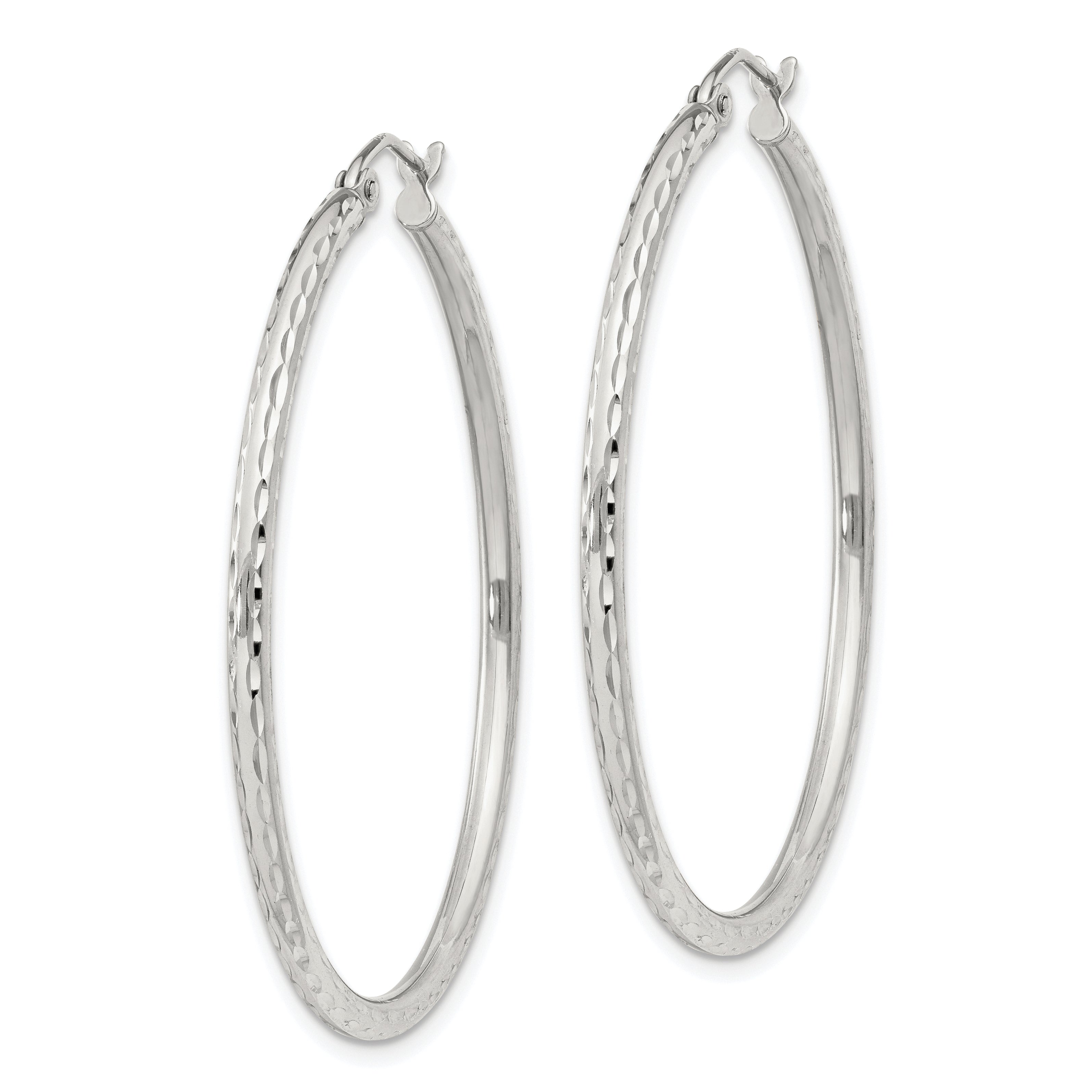 Sterling Silver 2mm Diamond Cut Hoop Earrings