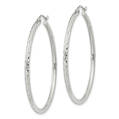 Sterling Silver 2mm Diamond Cut Hoop Earrings
