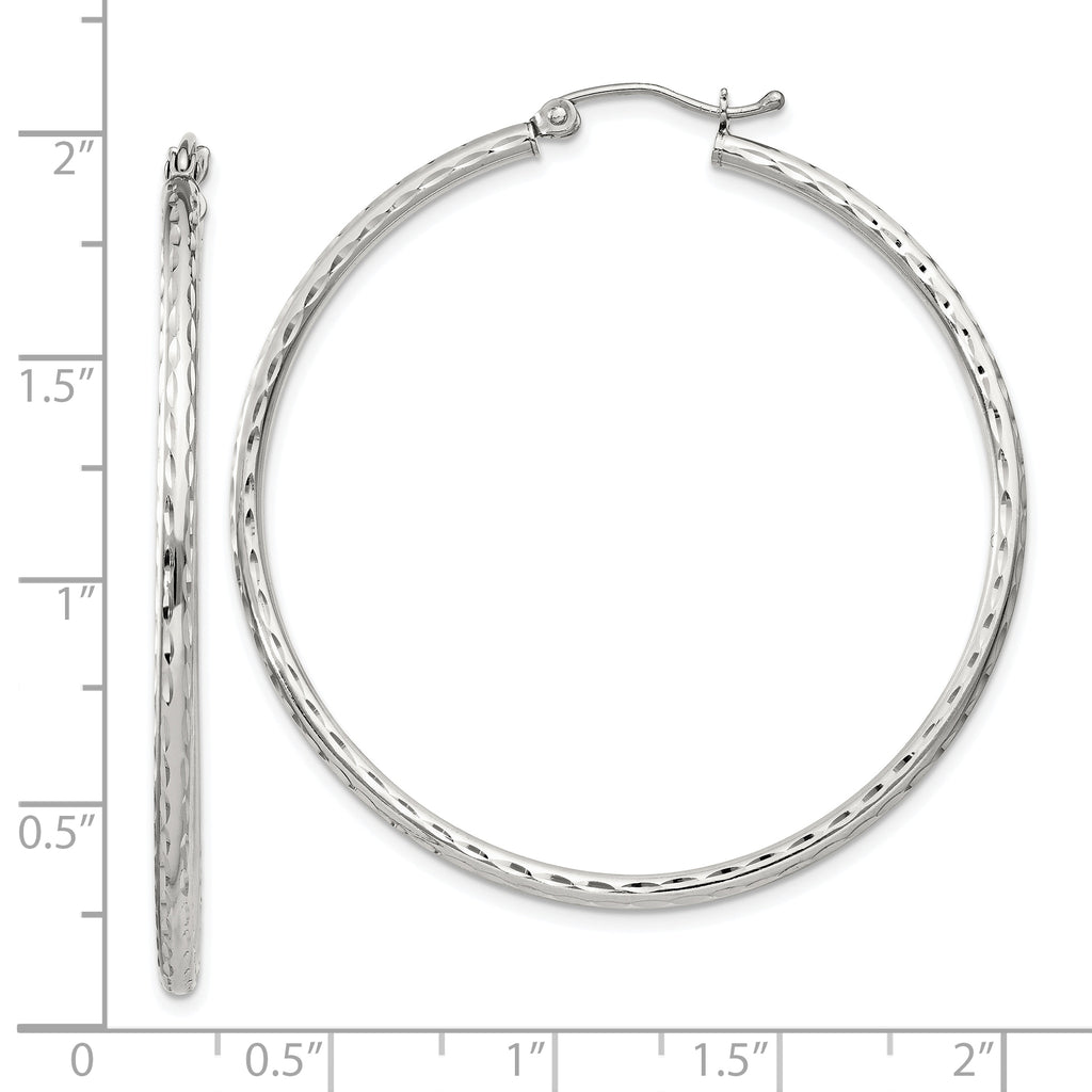 Sterling Silver 2mm Diamond Cut Hoop Earrings