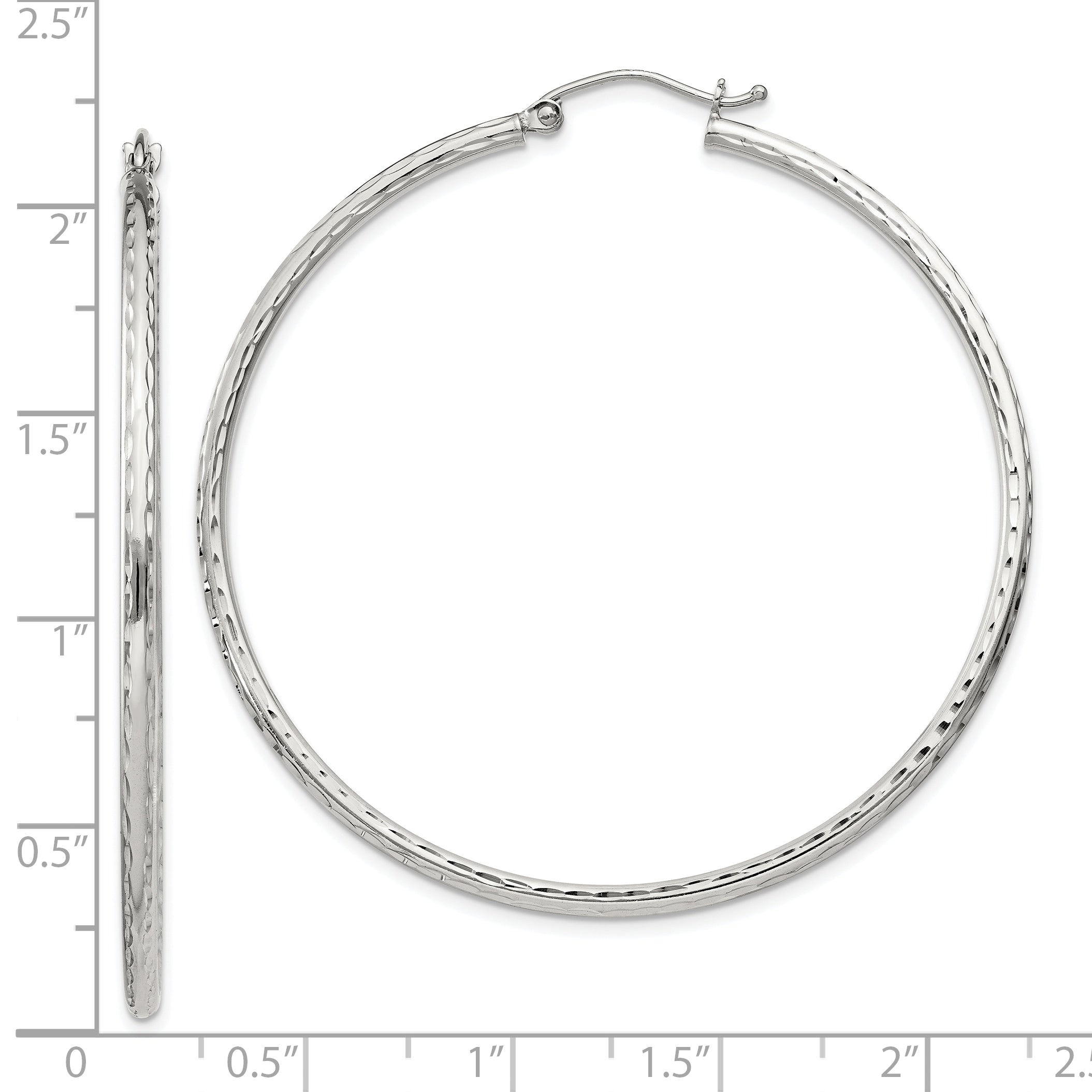 Sterling Silver 2mm Diamond Cut Hoop Earrings