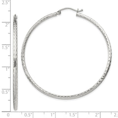 Sterling Silver 2mm Diamond Cut Hoop Earrings