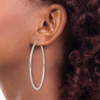 Sterling Silver 2mm Diamond Cut Hoop Earrings