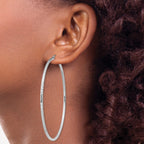 Sterling Silver Rhodium-plated 2mm Diamond Cut Hoop Earrings - Sophia Jewelers