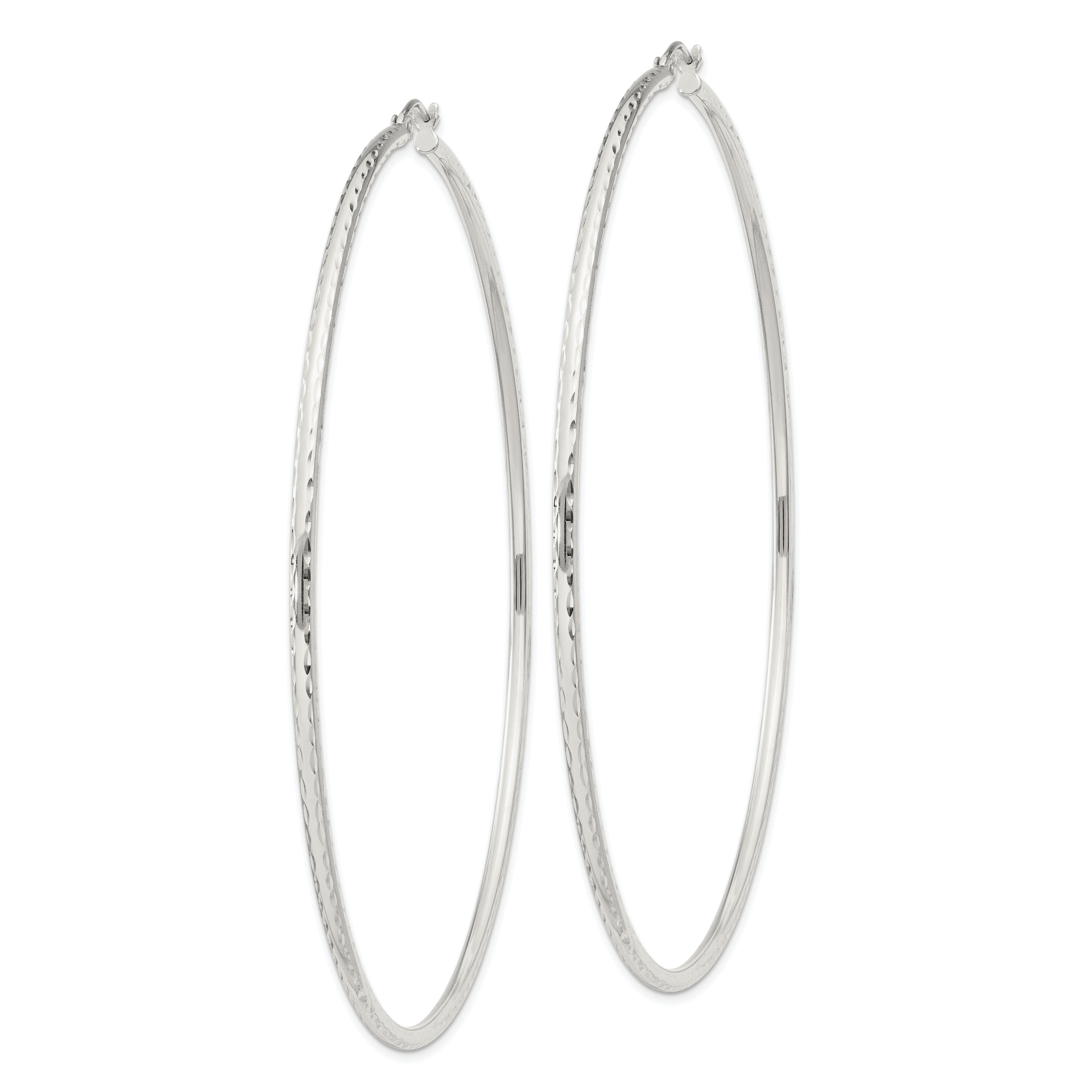 Sterling Silver 2mm Diamond Cut Hoop Earrings Secondary image