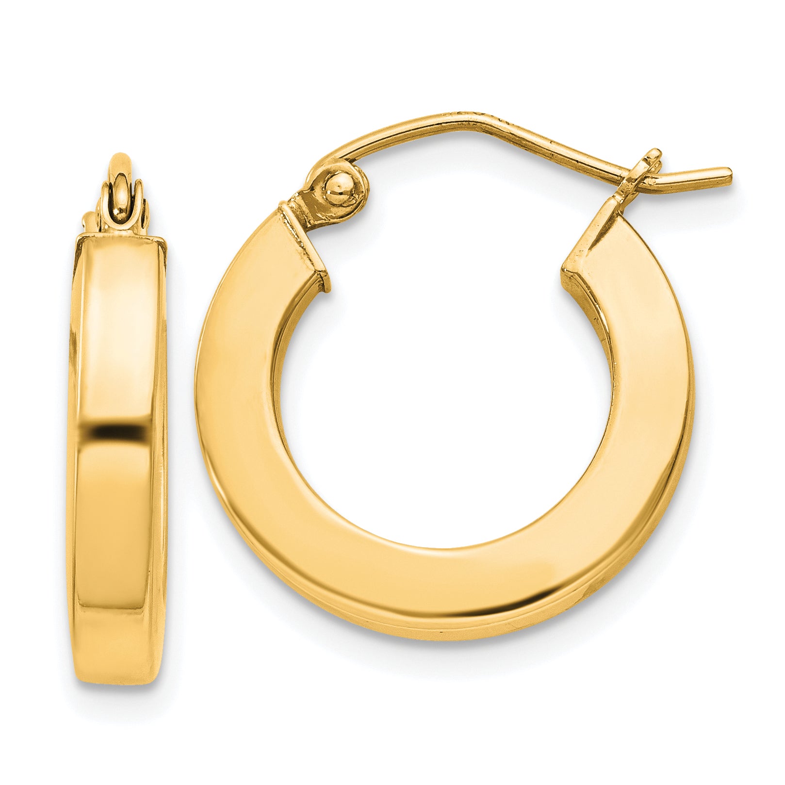 Sterling Silver Flash Gold-plated 3x17mm Square Tube Hoop Earrings Main image