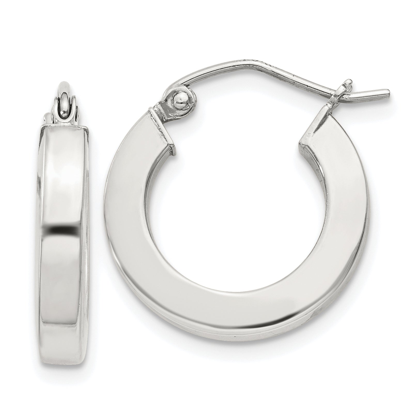 Sterling Silver 3x17mm Square Tube Hoop Earrings Main image