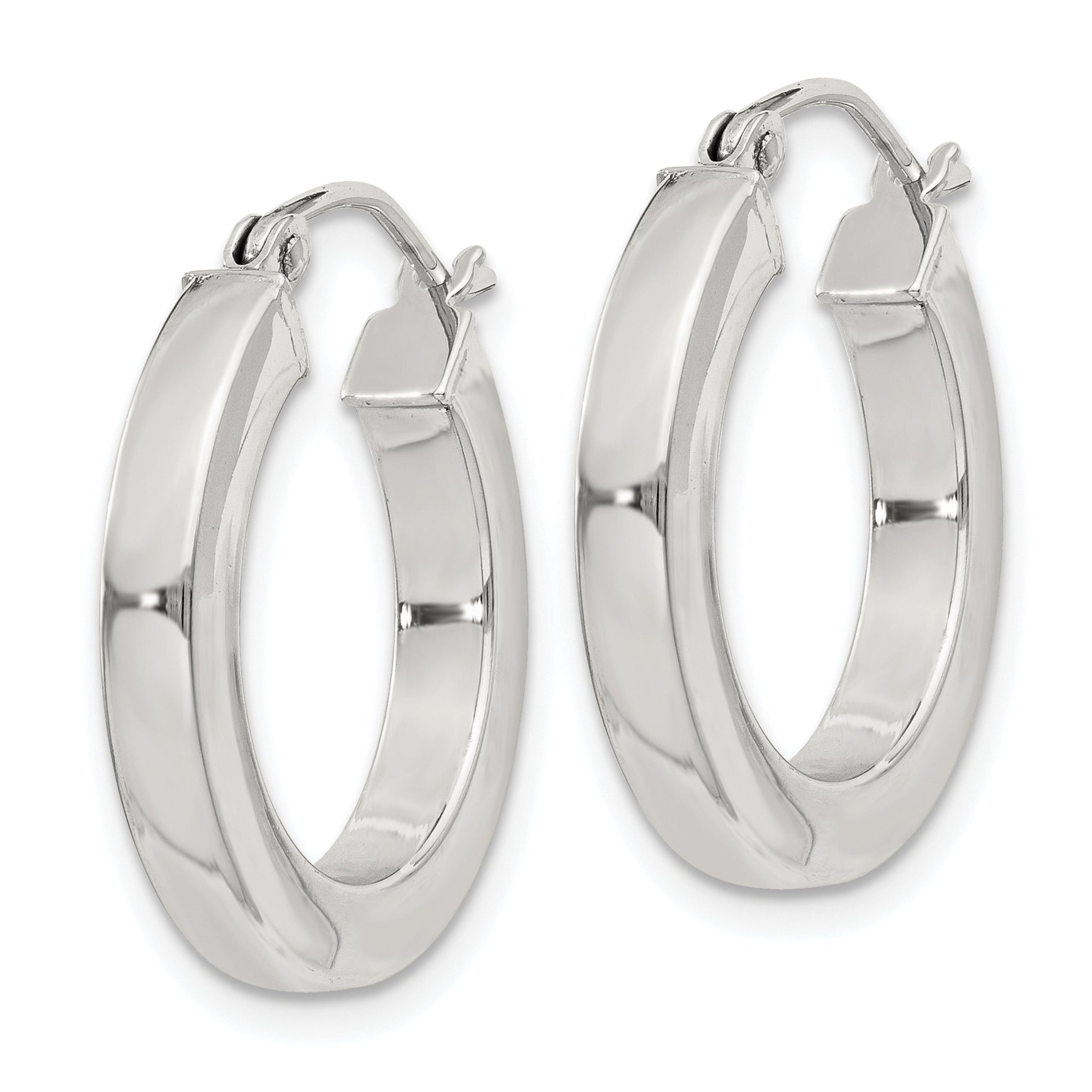 Sterling Silver 3x20mm Square Tube Hoop Earrings Secondary image