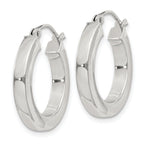 Sterling Silver 3x20mm Square Tube Hoop Earrings