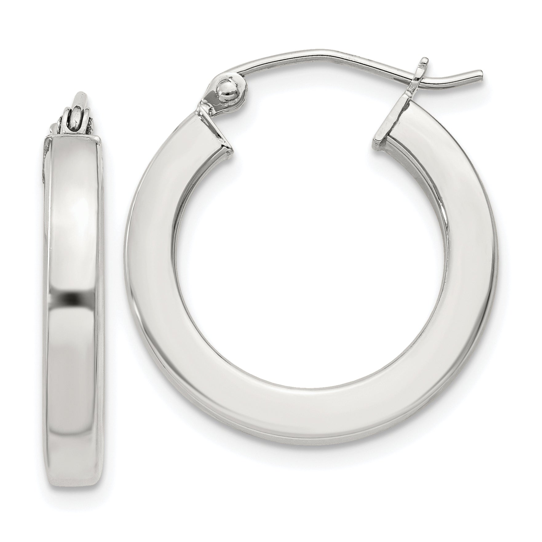 Sterling Silver 3x20mm Square Tube Hoop Earrings Main image