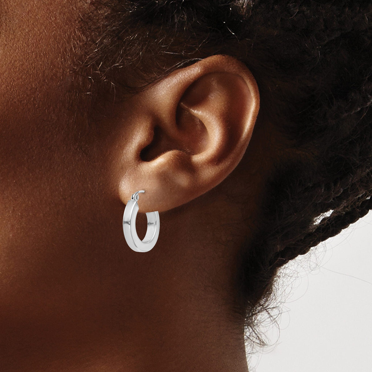 Concave Square Tube Hoop Earrings in Sterling Silver, 30mm - Sophia Jewelers