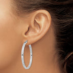 Concave Square Tube Hoop Earrings in Sterling Silver, 40mm - Sophia Jewelers