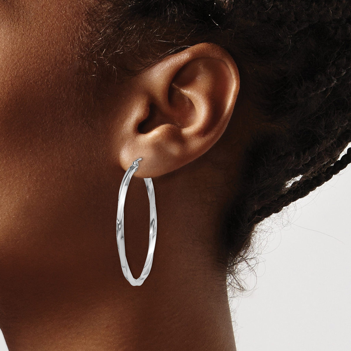 Twisted 2.5x40mmHoop Hoop Earrings in Sterling Silver, 40mm - Sophia Jewelers