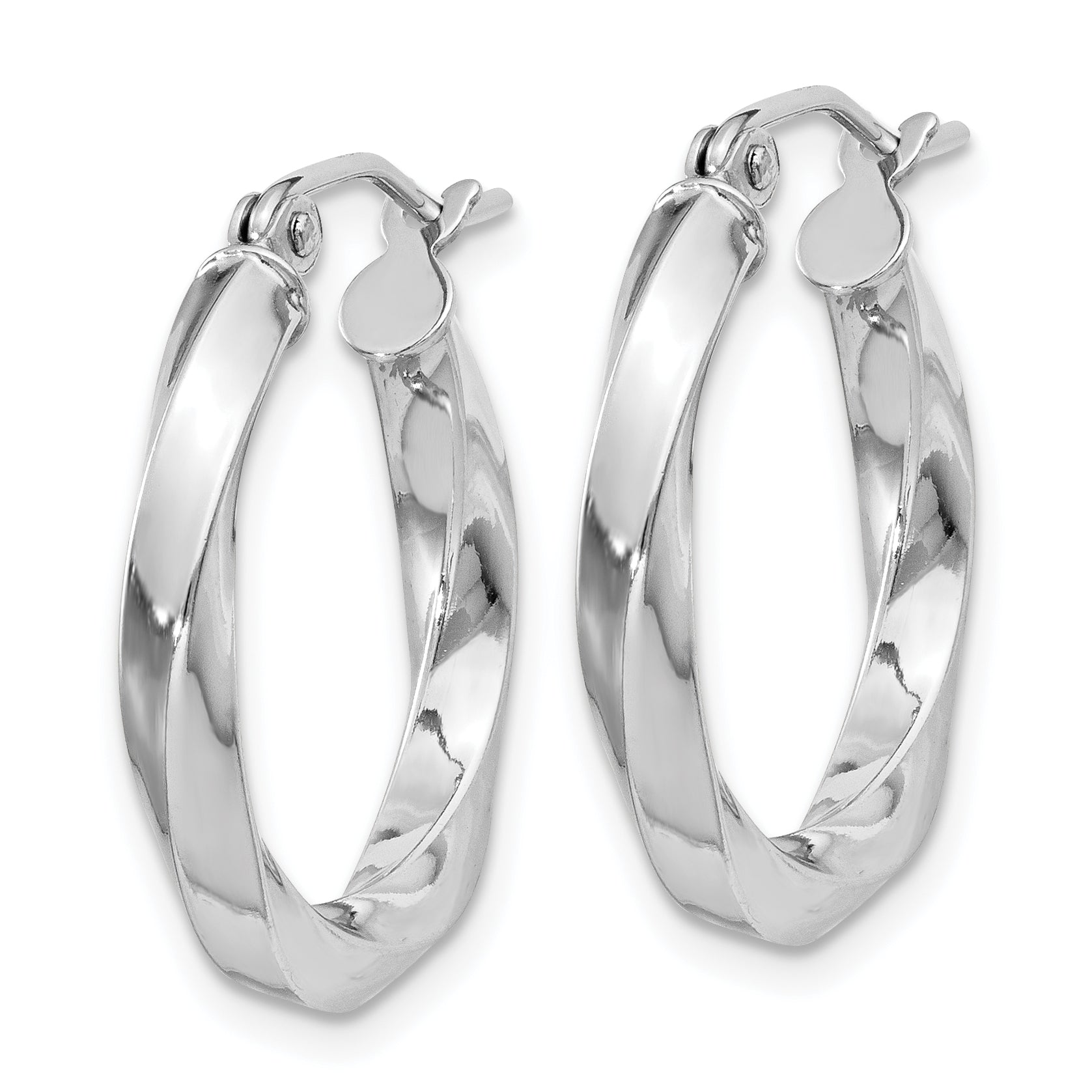 Sterling Silver Rhodium-plated 3x20mmTwisted Hoop Earrings Secondary image