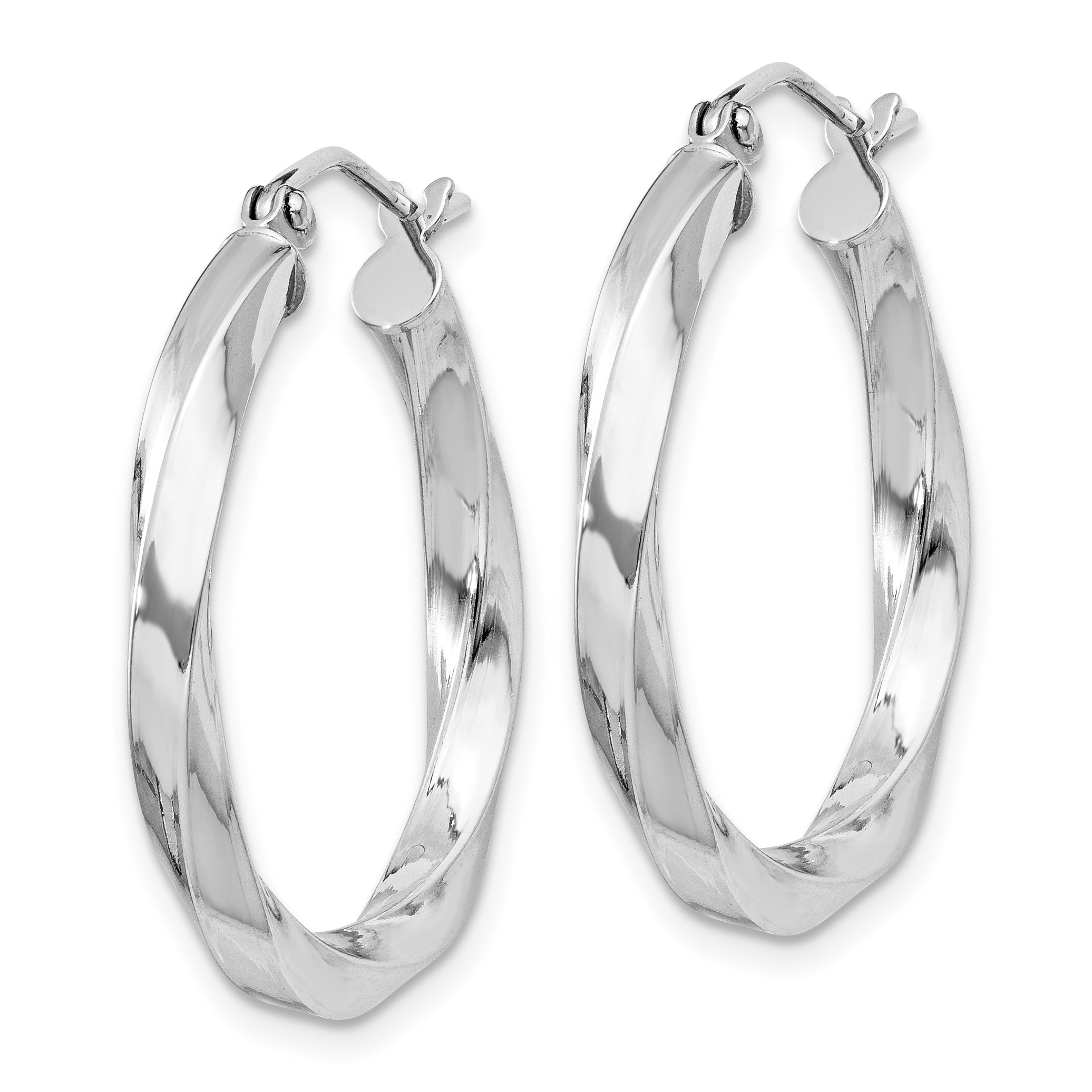 Sterling Silver Rhodium-plated 3x25mmTwisted Hoop Earrings Secondary image