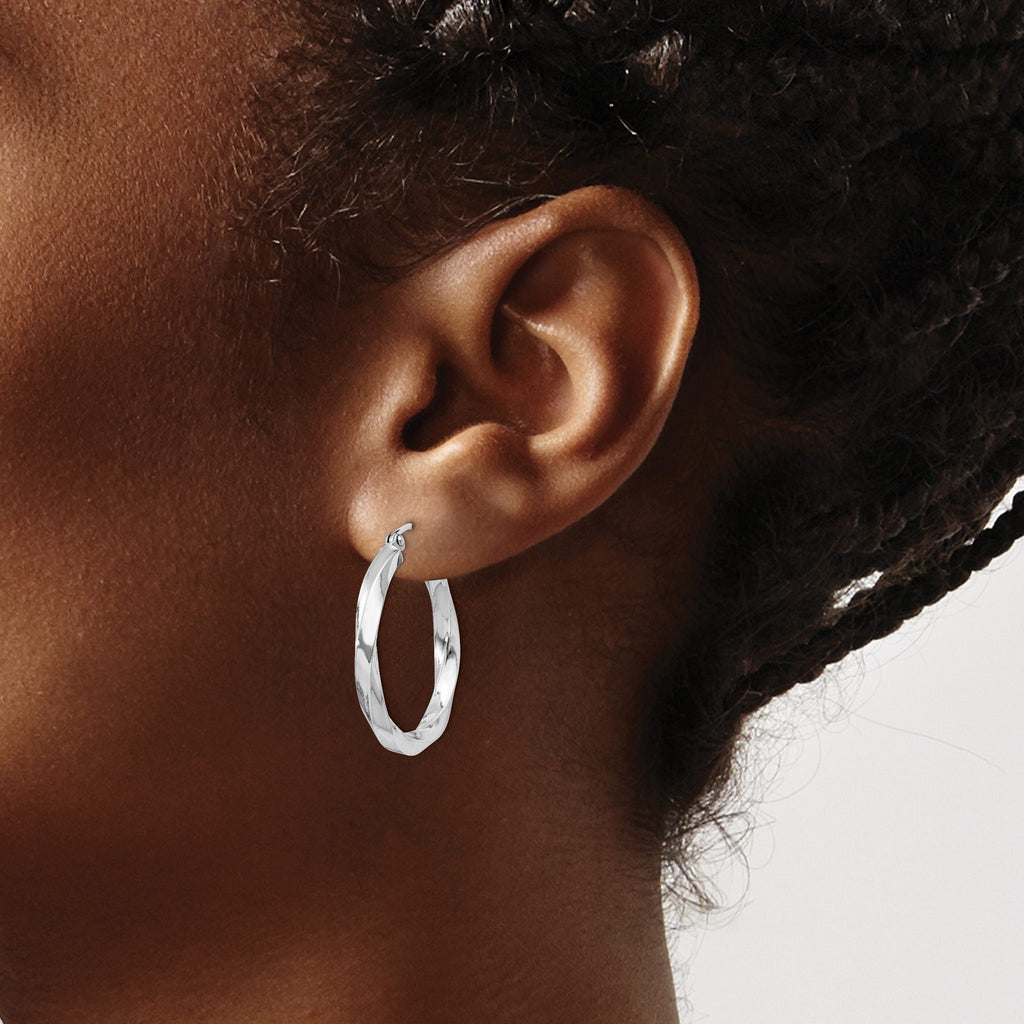 3x25mmTwisted Hoop Earrings in Sterling Silver, 25mm - Sophia Jewelers