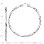 Sterling Silver Rhodium-plated 3x60mmTwisted Hoop Earrings