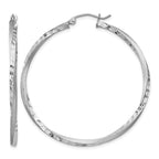 Twisted Hoop Earrings in Sterling Silver, 45mm Satin & Diamond-Cut - Sophia Jewelers