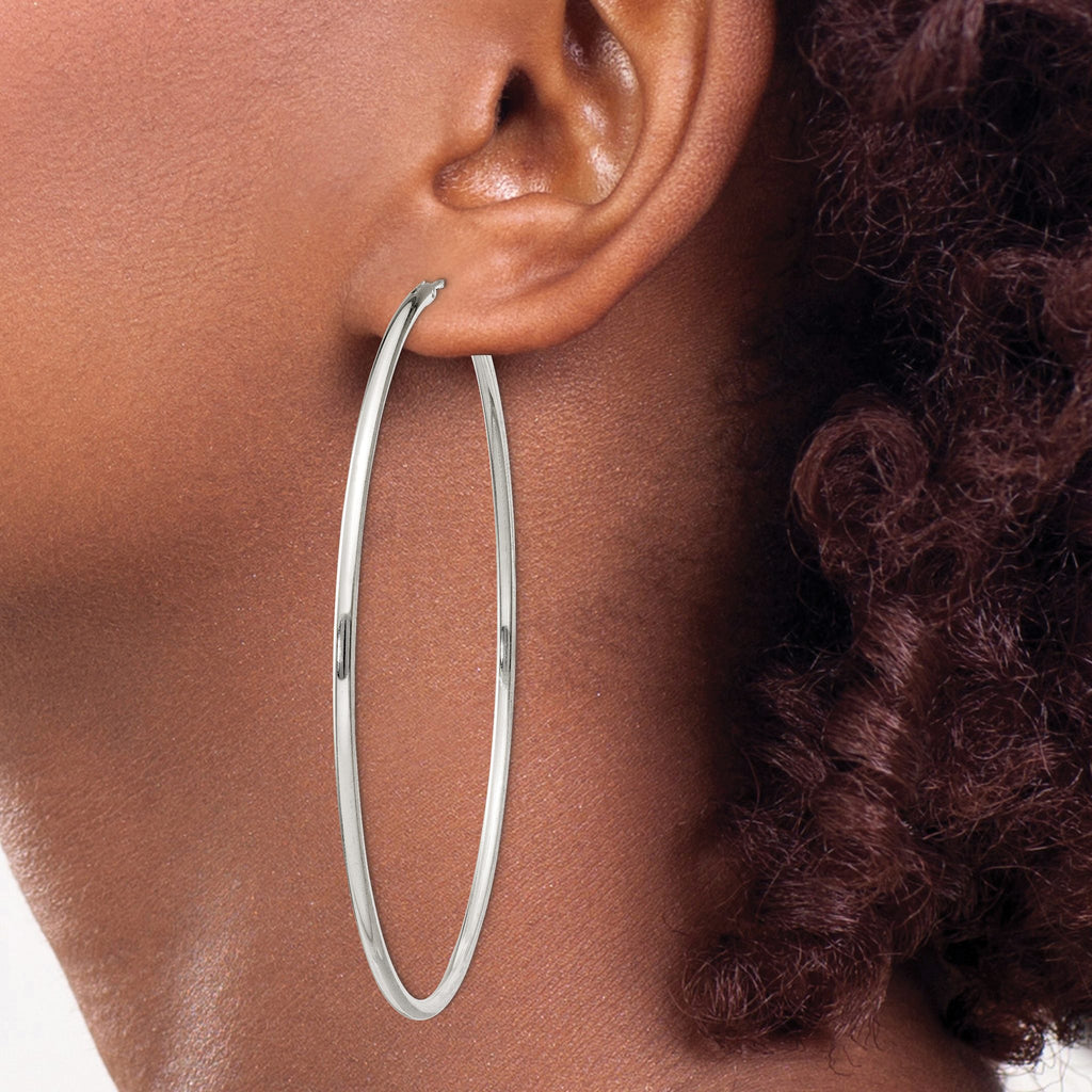 Sterling Silver 2x70mm Endless Hoop Earrings - Sophia Jewelers