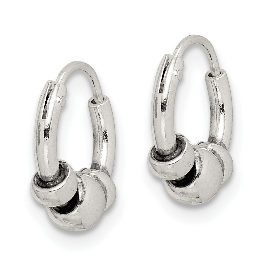 Beaded Endless Hoop Earrings in Sterling Silver Secondary image