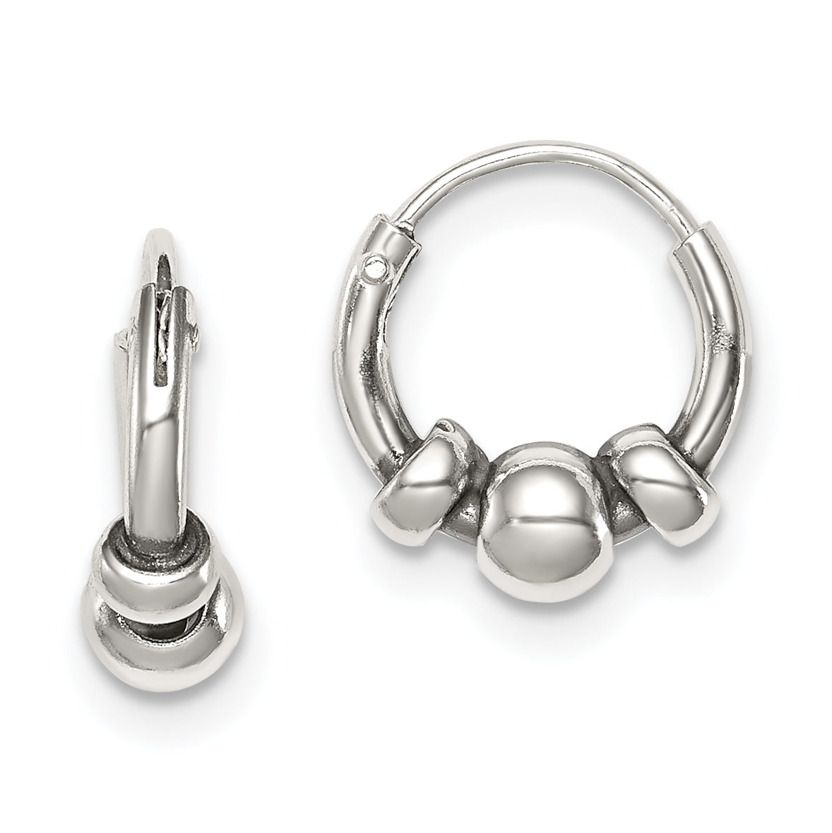 Sterling Silver Tiny Beaded Endless Hoop Earrings Main image