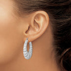 Shrimp Oval Hoop Earrings in Sterling Silver, 33x41mm - Sophia Jewelers