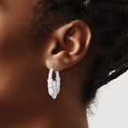 Sterling Silver Rhodium-Plated Polished Claddagh Round Hoop Earrings, 35mm - Sophia Jewelers