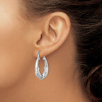 Dolphin Round Hoop Earrings in Sterling Silver, 40mm Textured - Sophia Jewelers
