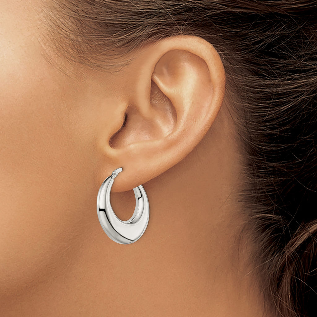 Tapered Round Hoop Earrings in Sterling Silver, 27mm - Sophia Jewelers